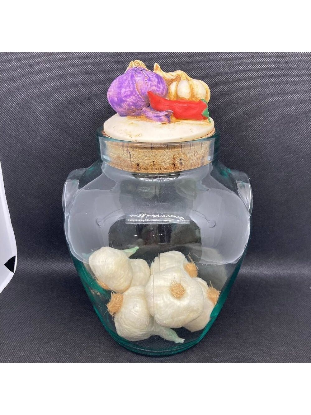 Decorative "garlic" jar with faux garlic cloves